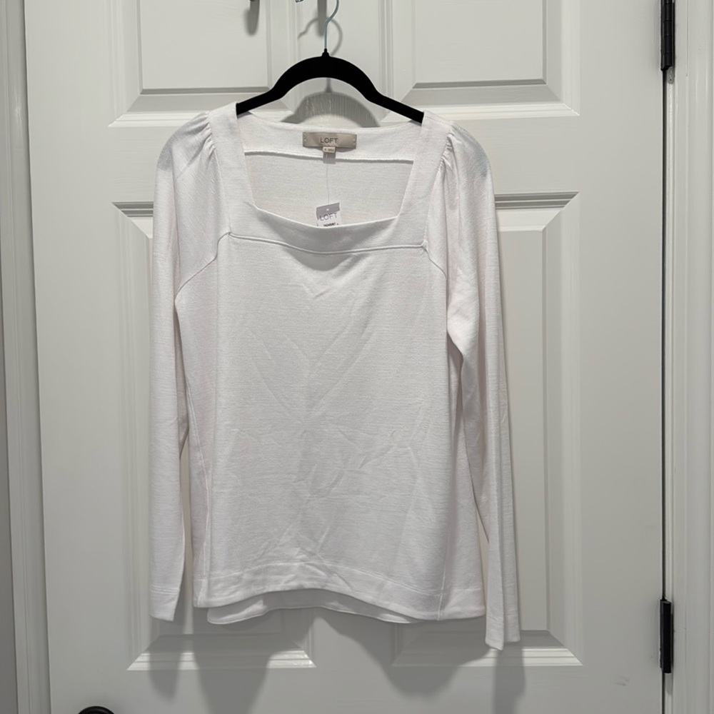 NWT LOFT Long Sleeve White Top